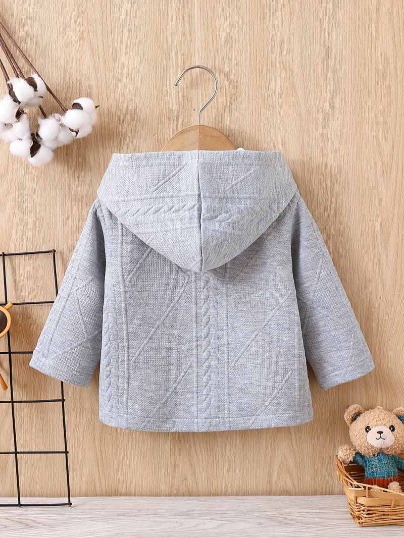 Chaqueta gris con capucha y botones frontales bebé