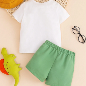 Conjunto amarillo con dinosaurio bebé niño divertido verano