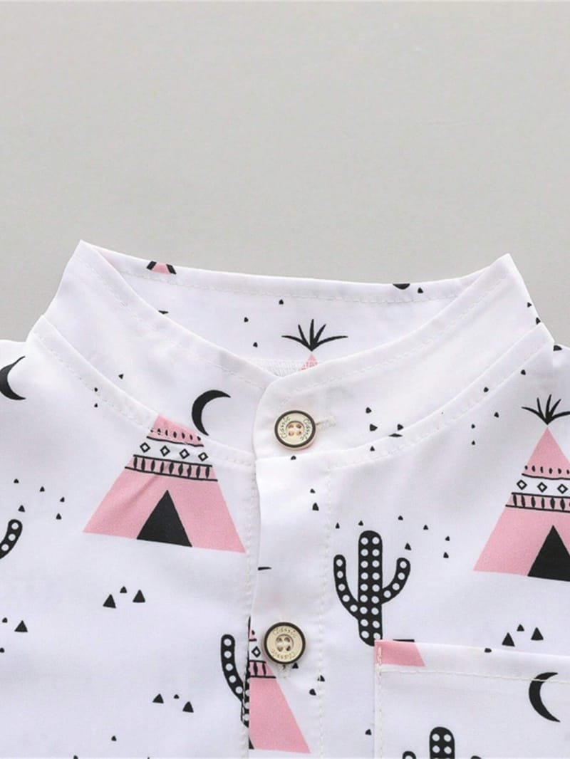 Conjunto rosa con estampado geométrico para bebé niño