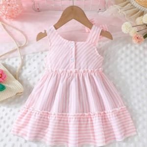 Vestido rosa con rayas para bebé niña sin mangas
