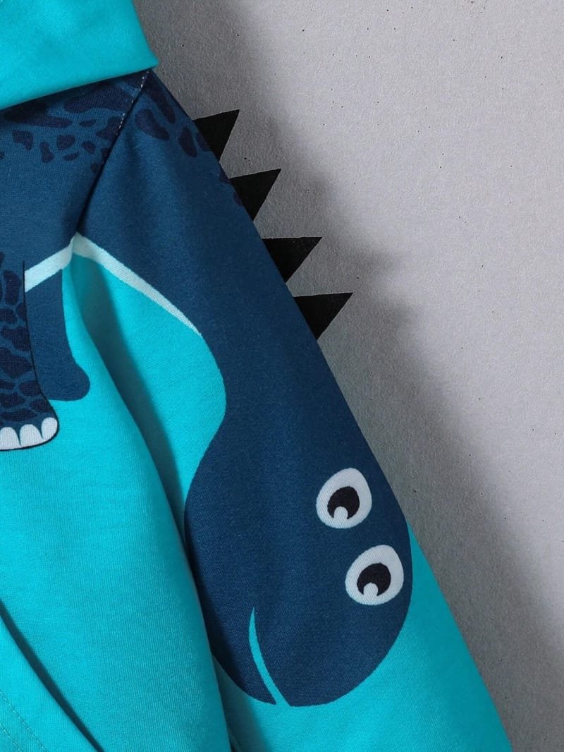 Conjunto azul dinosaurio con capucha y pantalón cálido