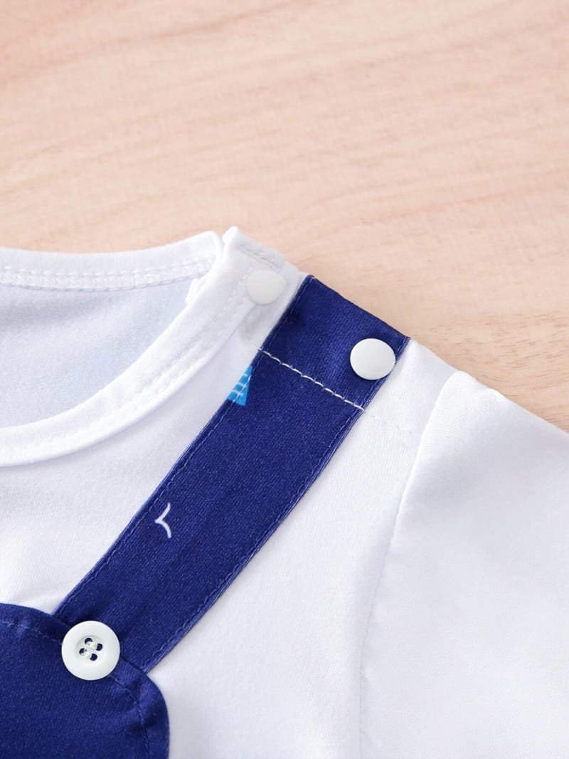Body azul marino con estampado náutico para bebé (Una pieza)