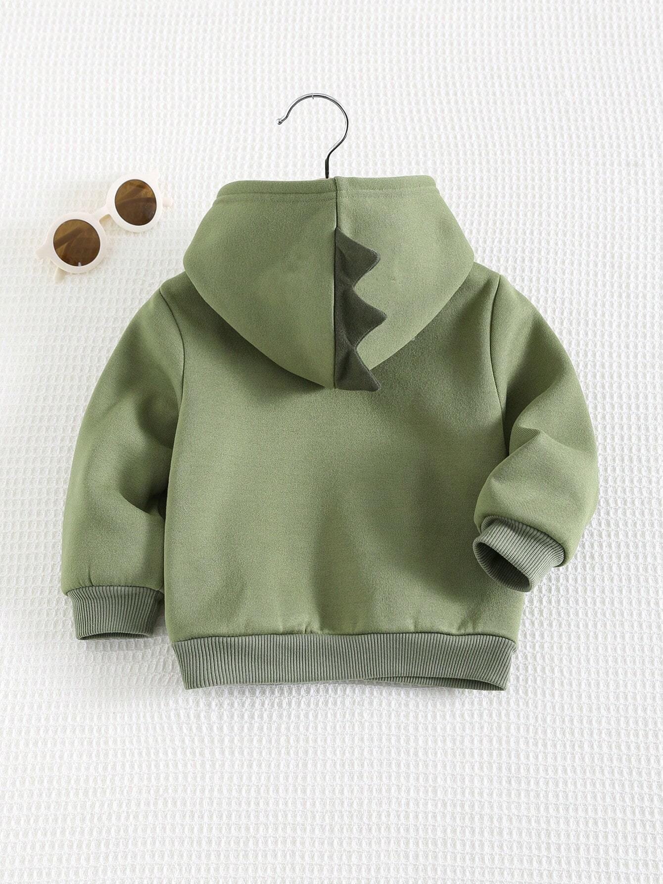 Sudadera verde con dinosaurio y capucha divertida