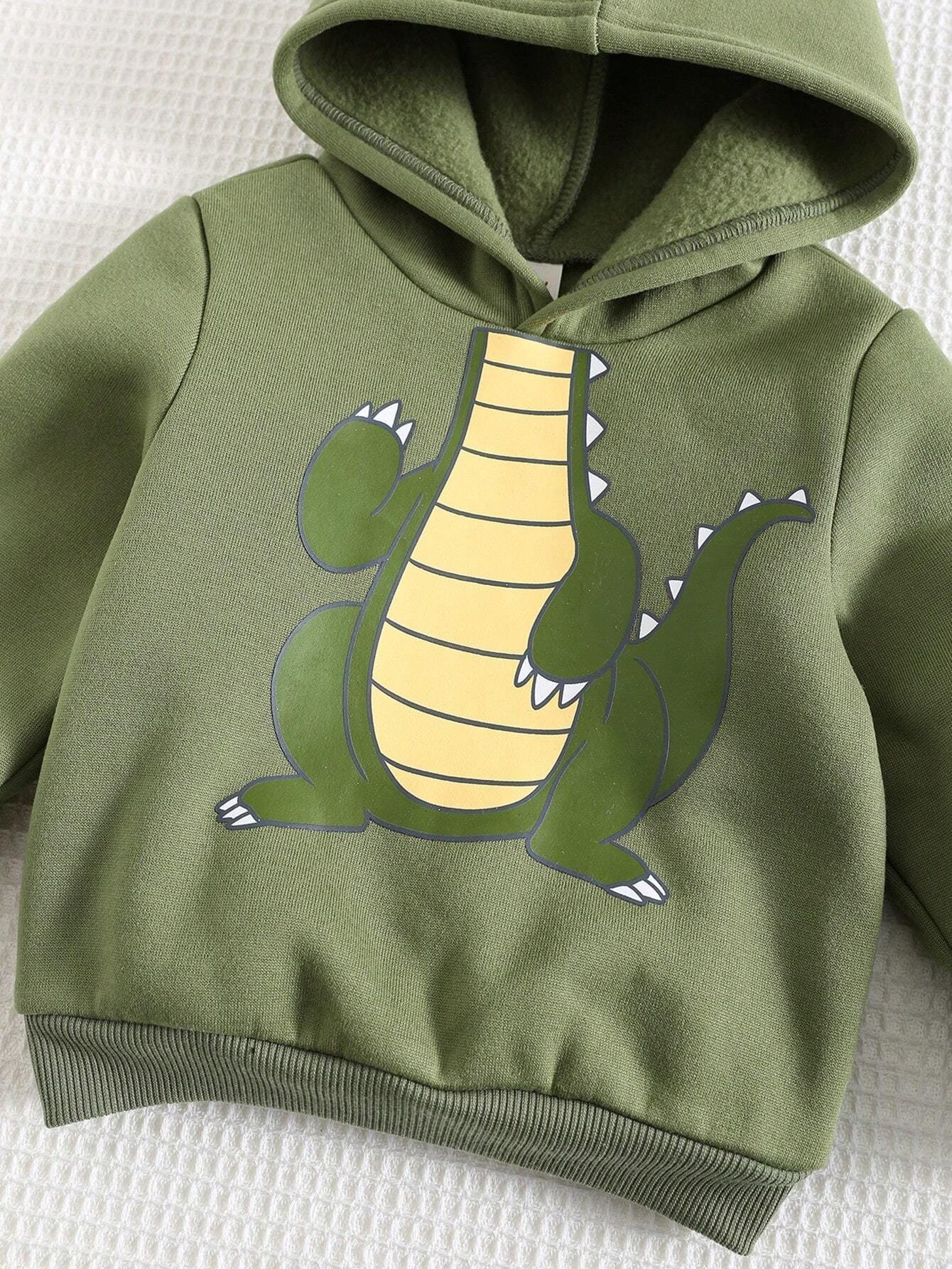 Sudadera verde con dinosaurio y capucha divertida