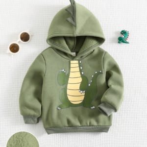 Sudadera verde con dinosaurio y capucha divertida