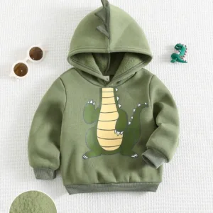 Sudadera verde con dinosaurio y capucha divertida