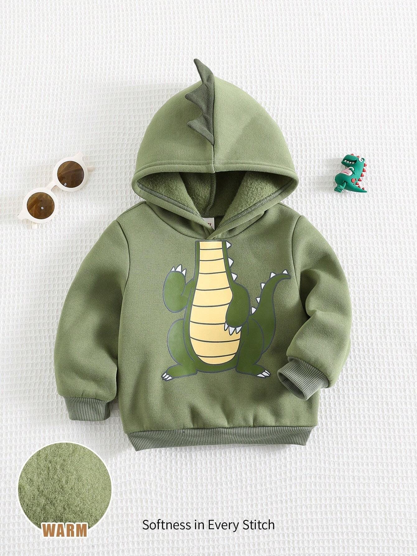 Sudadera verde con dinosaurio y capucha divertida