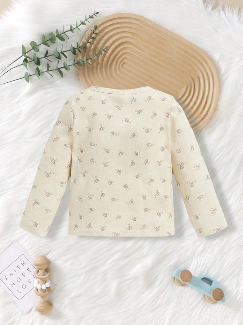 Vestido albaricoque tirantes con blusa estampada de abejas