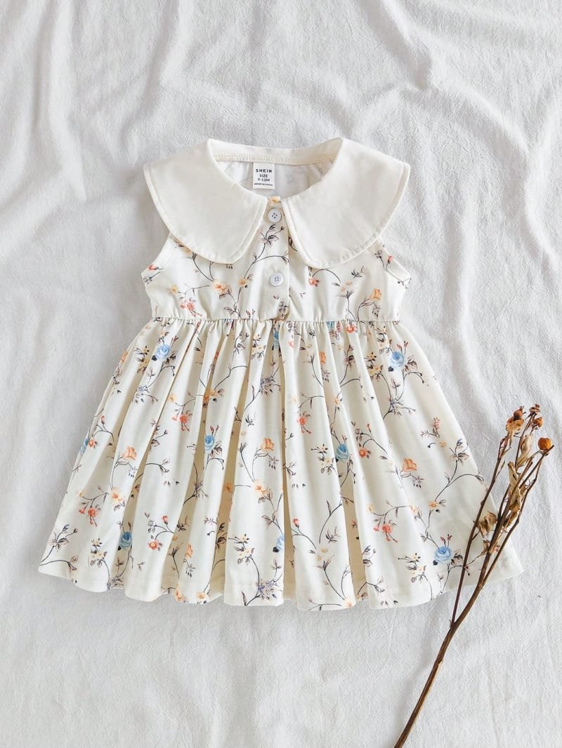 Vestido floral multicolor sin mangas para bebé niña