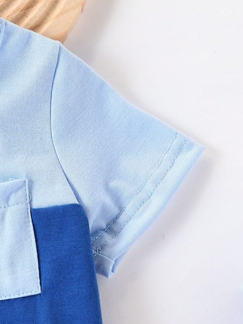 Conjunto azul casual bebé niño con pantalones cortos