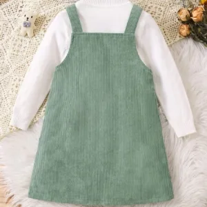 Vestido verde con bordado floral vintage para niñas
