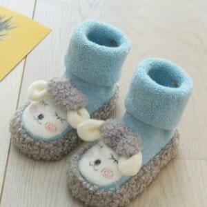 Calcetines antideslizantes azul con ovejita de peluche