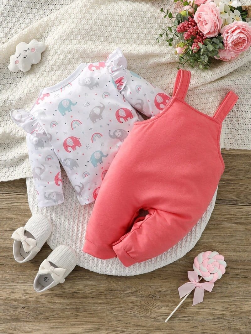 Conjunto rosa pálido con elefante para bebé