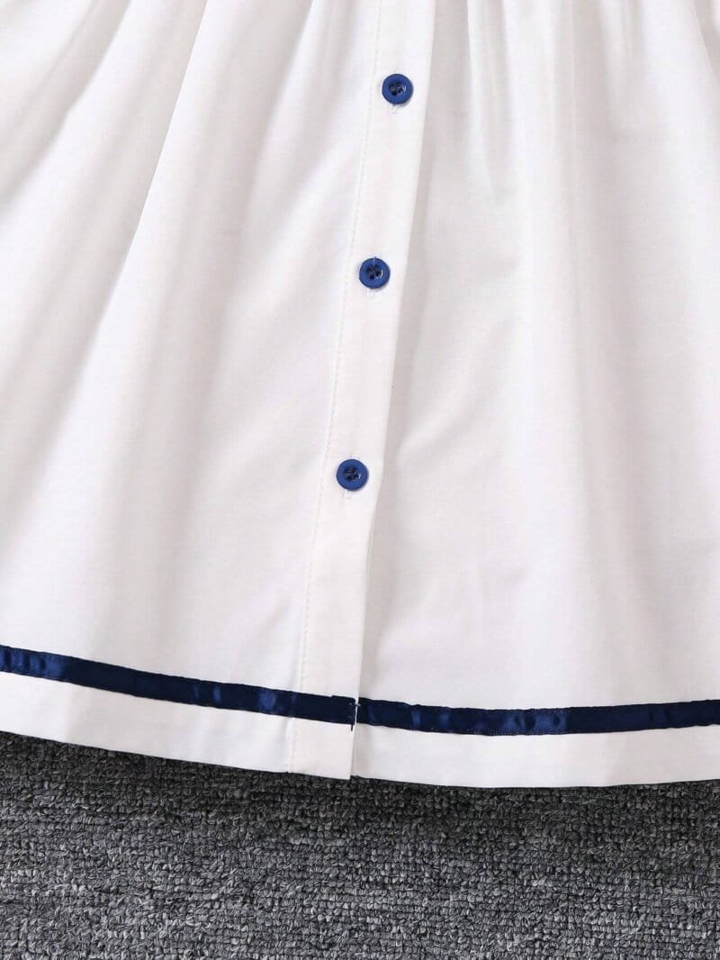 Vestido blanco con azul estilo dulce sin mangas para niña