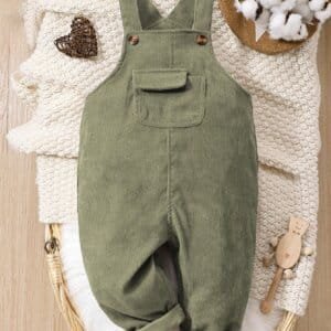 Overol verde para bebé con bolsillo y botones
