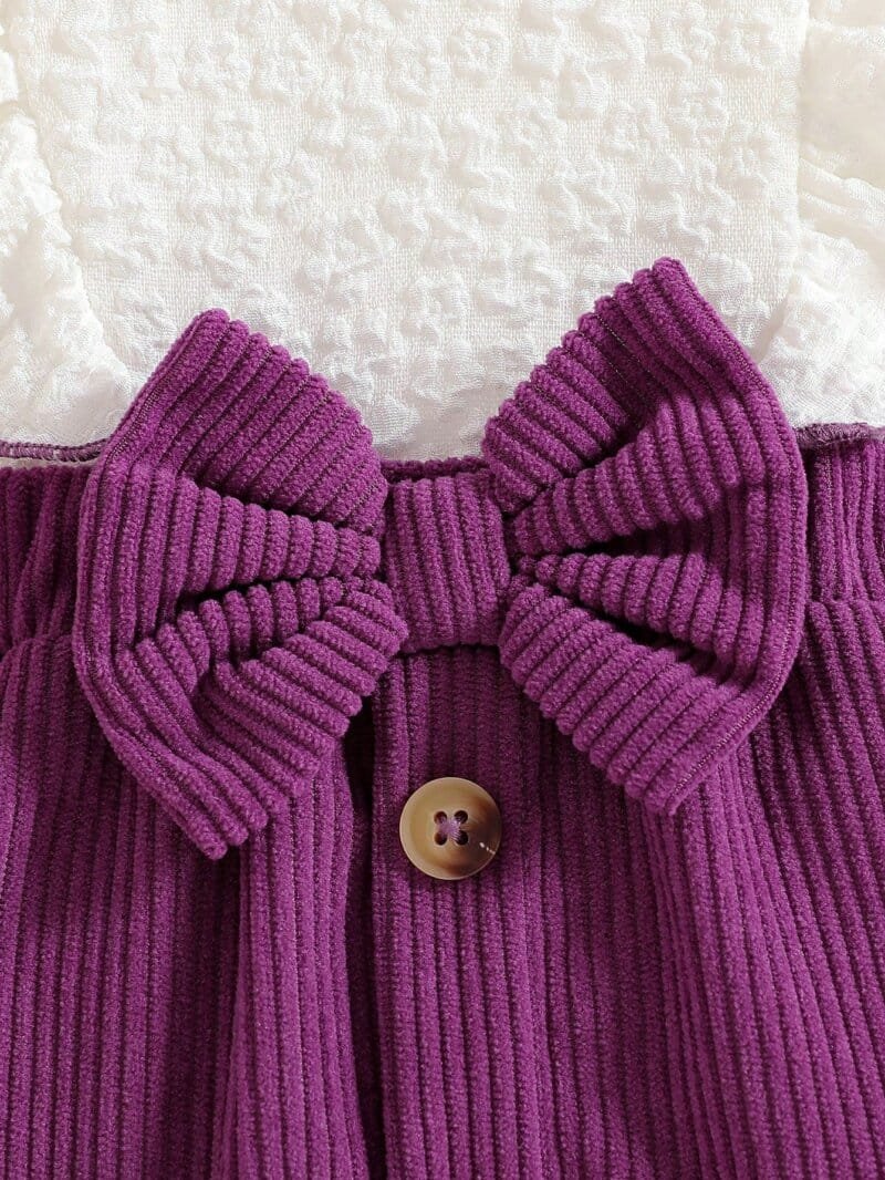 Conjunto violeta con volantes y moños verano