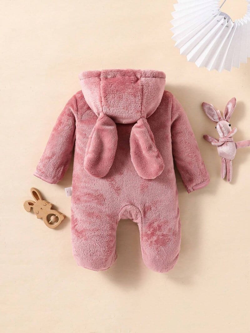 Pijama rosa bebé niña con capucha orejas de conejo