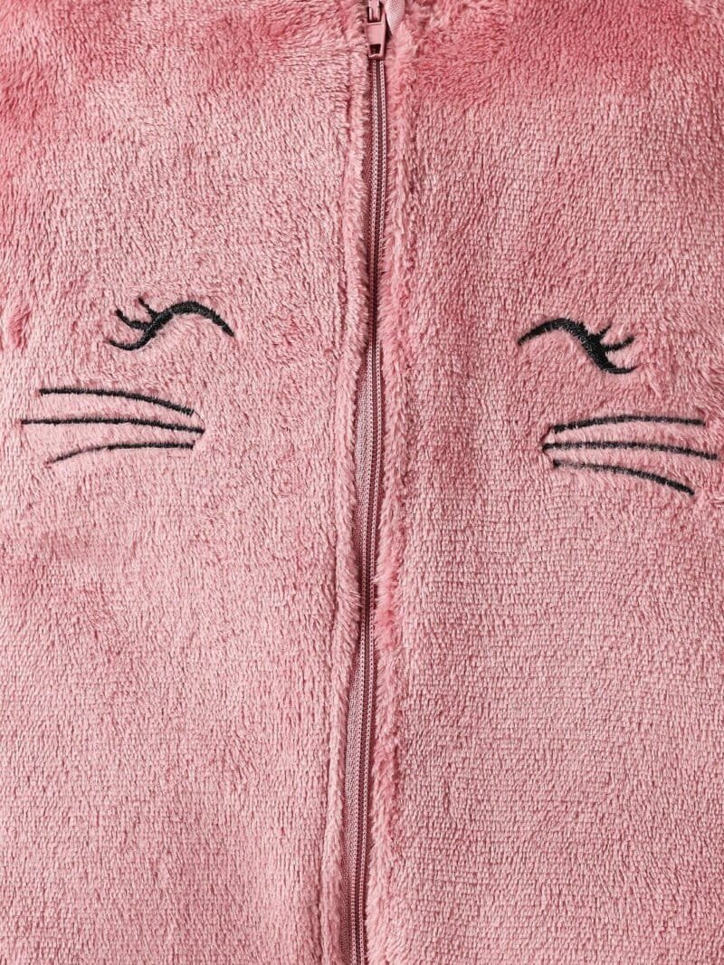 Pijama rosa bebé niña con capucha orejas de conejo