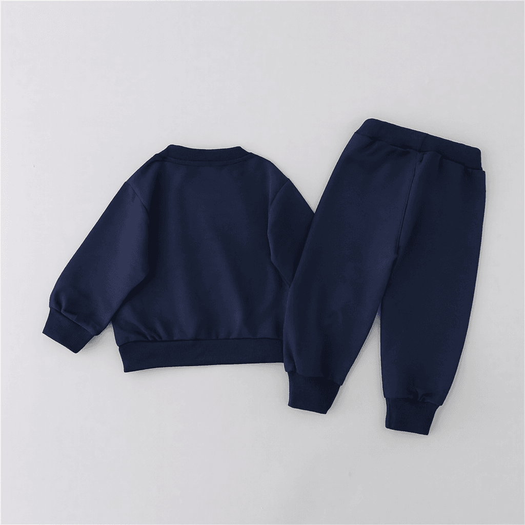 Conjunto azul marino con estampado de oso dulce de dos piezas