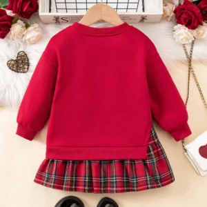 Vestido rojo con cuadros escoceses y volantes