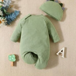 Mameluco verde con diseño 3D de dinosaurio para bebé