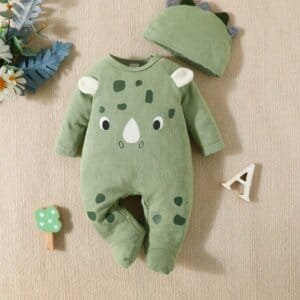 Mameluco verde con diseño 3D de dinosaurio para bebé