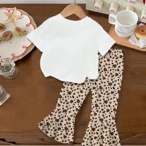 Conjunto Blanco Leopardo Cerezas Bebé Niña Dos Piezas