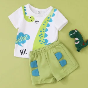 Conjunto dinosaurio verde de camiseta y short