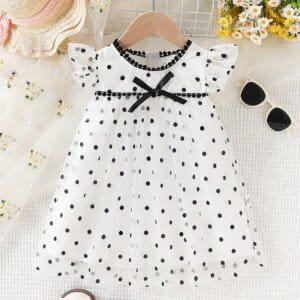 Vestido multicolor lunares elegante con lazo