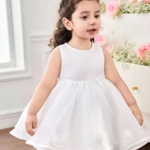 Vestido blanco de malla suave corte A