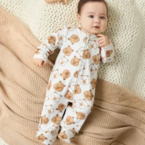 Mameluco Oso Multicolor Suave con Cremallera