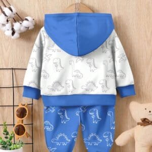 Conjunto sudadera azul con dinosaurio estampado casual