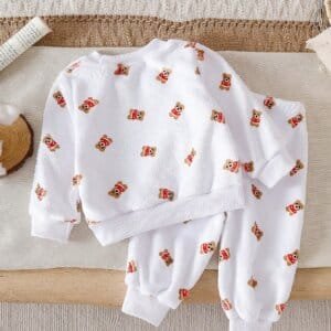 Conjunto sudadera blanco con estampado de osos