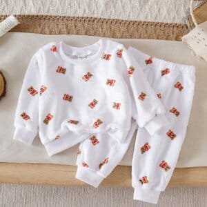 Conjunto sudadera blanco con estampado de osos