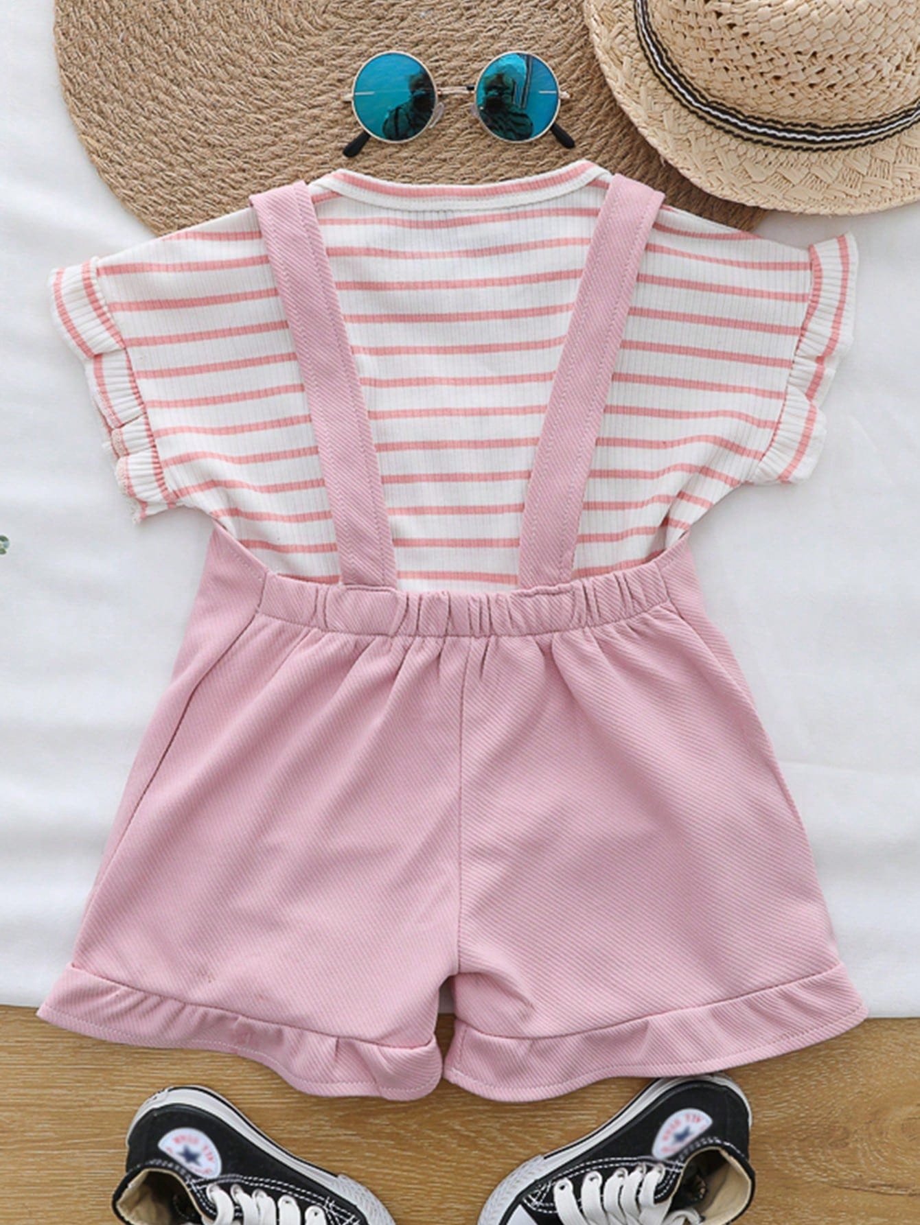 Conjunto casual rosa rayas con tirantes