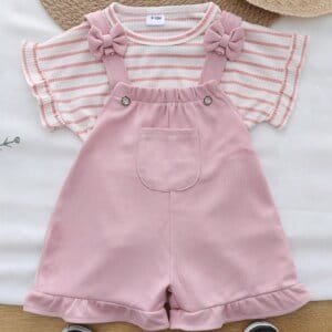 Conjunto casual rosa rayas con tirantes