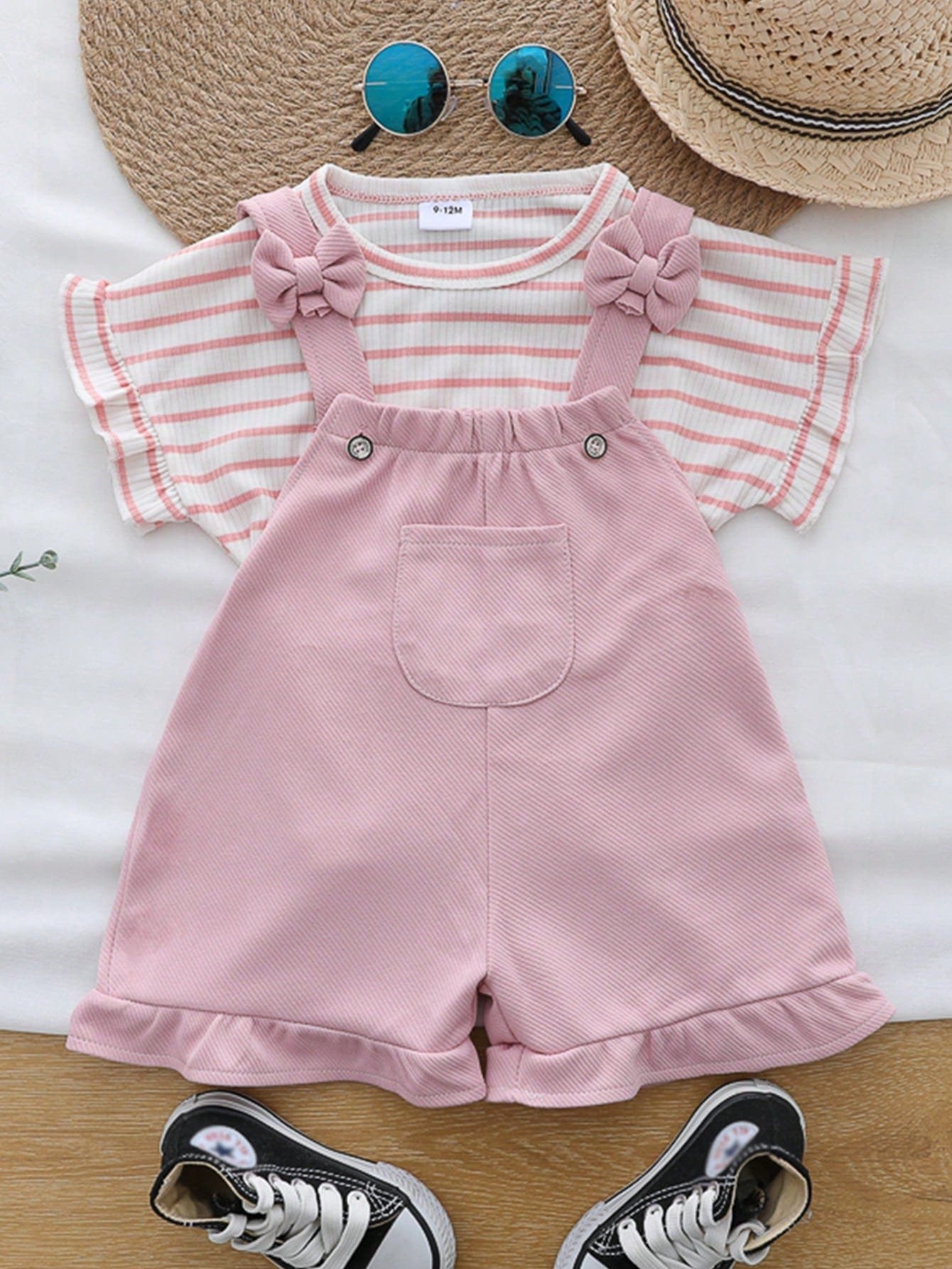 Conjunto casual rosa rayas con tirantes