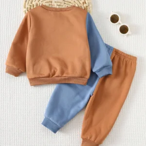 Conjunto cálido marrón perrito sudadera y pantalón cómodo