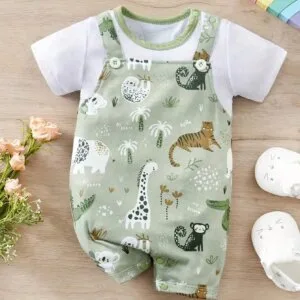 Mameluco verde safari con animales divertidos