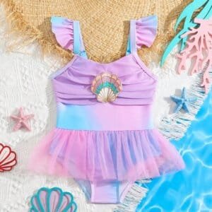 Traje de baño púrpura malva sirenita