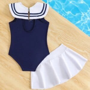 Conjunto azul marinero falda elegante verano