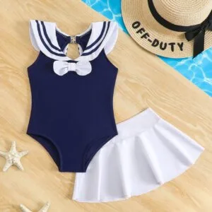 Conjunto azul marinero falda elegante verano