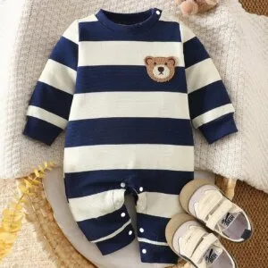 Mono rayado azul marino de manga larga